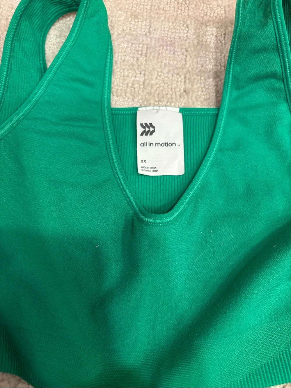 All in Motion Kelly Green Matching Activewear Set Biker Shorts Sports Bra XS